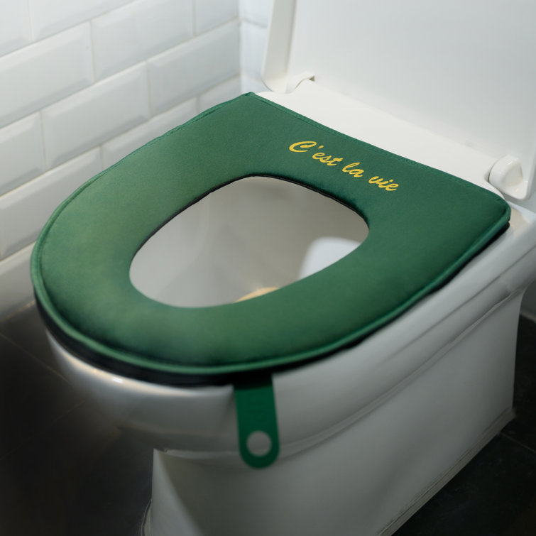 SOL PLACE Soft Fabric Toilet Seat Cover Padded Seat Cushion Washable And Waterproof Pad